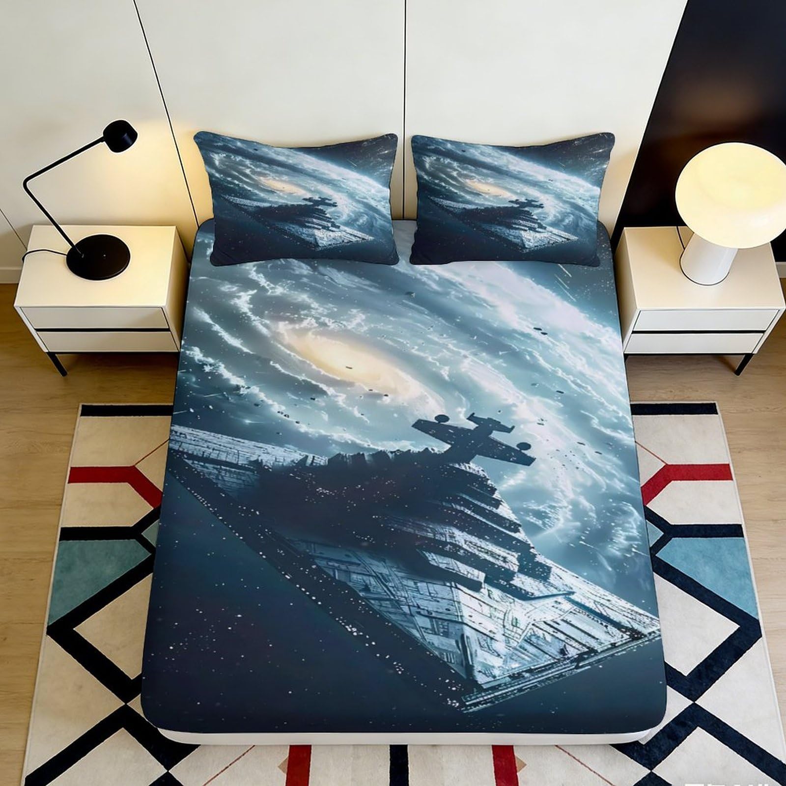 Zfldkwgb Style-3 3D Printed Ocean Storm Fitted Sheet Microfiber Soft Artistic Ship Mattress Cover For Bedroom Guest Room Decor Protection 90X200x25cm