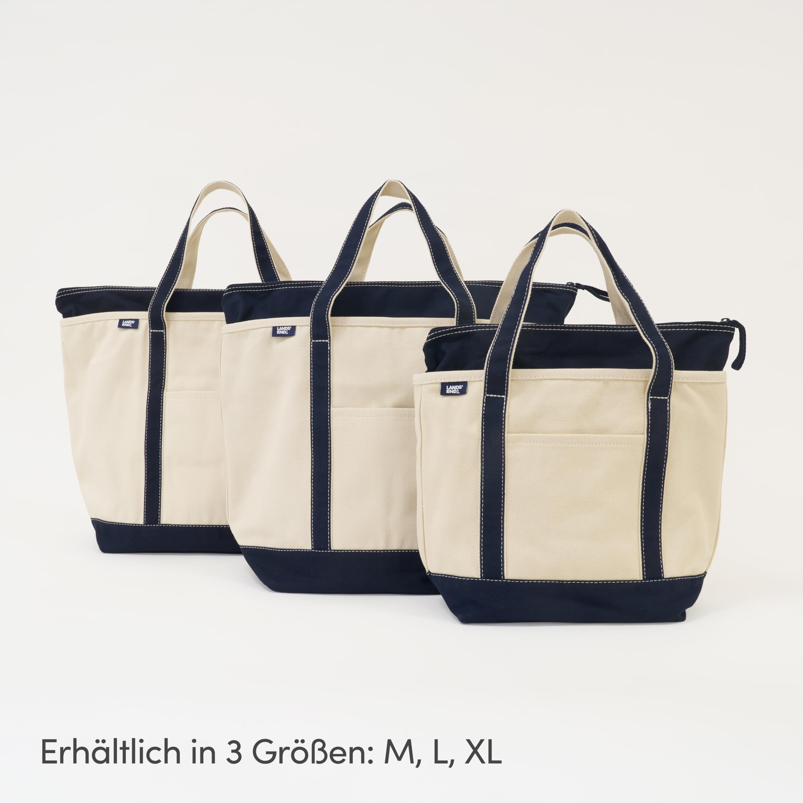 Lands' End Sac fourre-tout en toile à longue poignée zippée