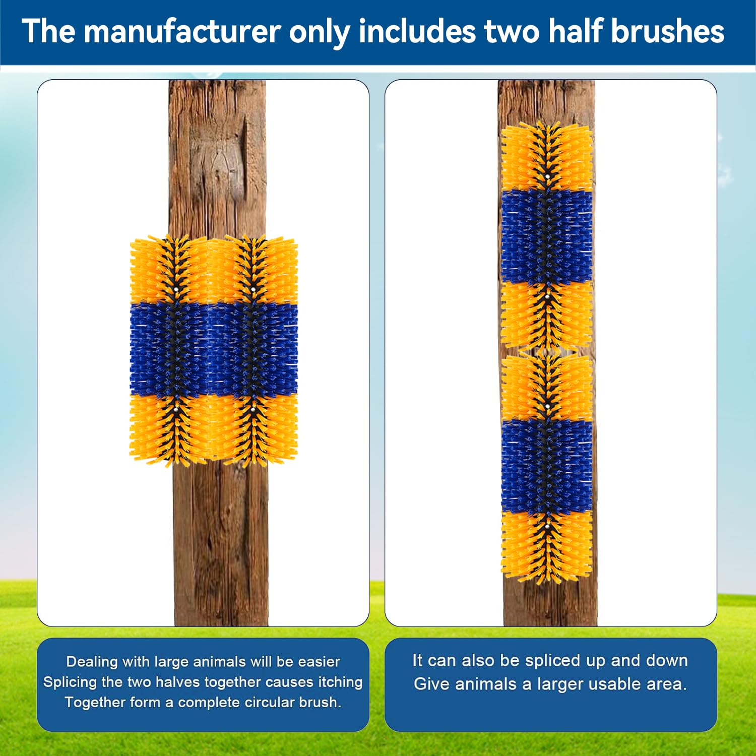 2 Pack Livestock Scratching Brush, Livestock Scratch Post Brush is Used to Relieve Itching on the Back of Horses, Cattle, Goats, Pigs and Keep Them Clean and Combed - 17.5 x 7.5 in.