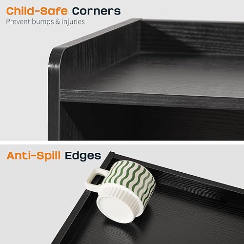 Miniatura 8 de Yoobure Mesita de noche moderna de mediados de siglo para espacios pequeños, mesa auxiliar pequeña con estante de almacenamiento, mesa auxiliar de