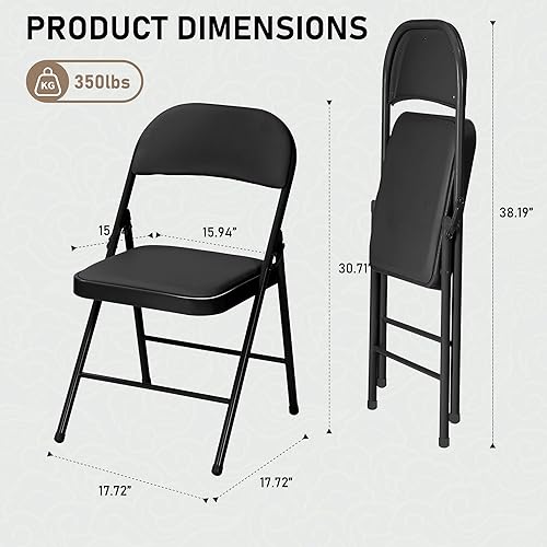 Miniatura 9 de SEALAMB Sillas plegables (negro, 5 piezas-silla plegable de plástico)