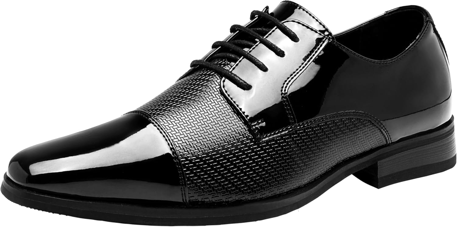 Jousen Mens Dress Shoes Tuxedo Patent Oxford Classic Comfortable Dress Shoes for Men