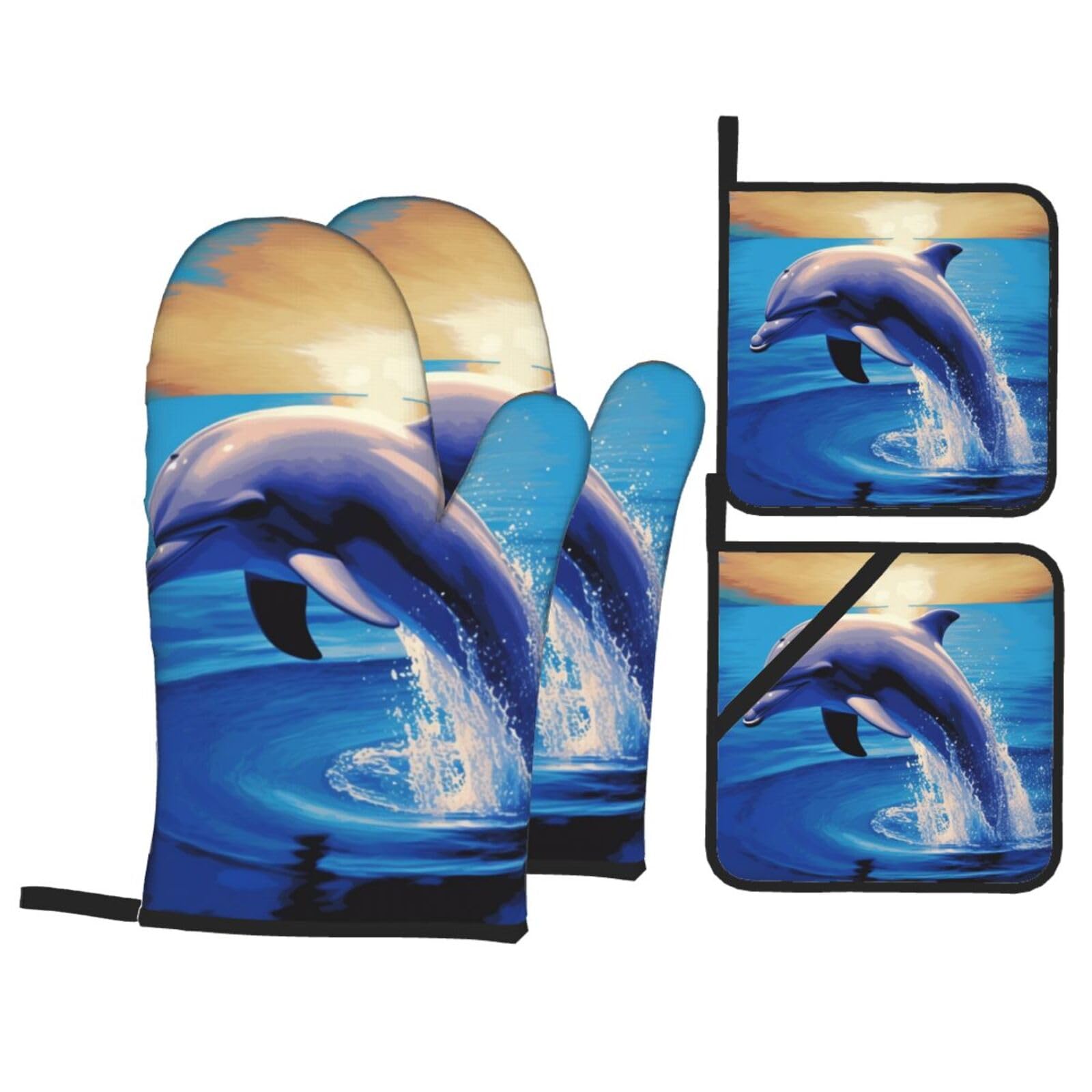 Maniques et gants de cuisine dauphin haute protection thermique lot de 4 pièces durables