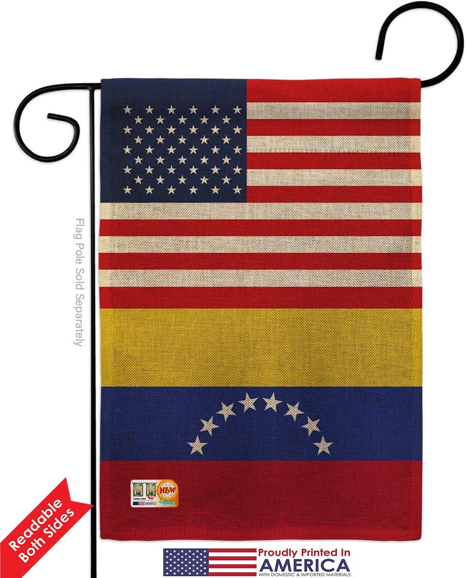 Venezuela US Friendship Burlap Burlap Garden Flag Regional USA American Alliance World Country Particular Area Small Decorative Gift Yard House Banner Double-Sided Made In 13 X 18.5
