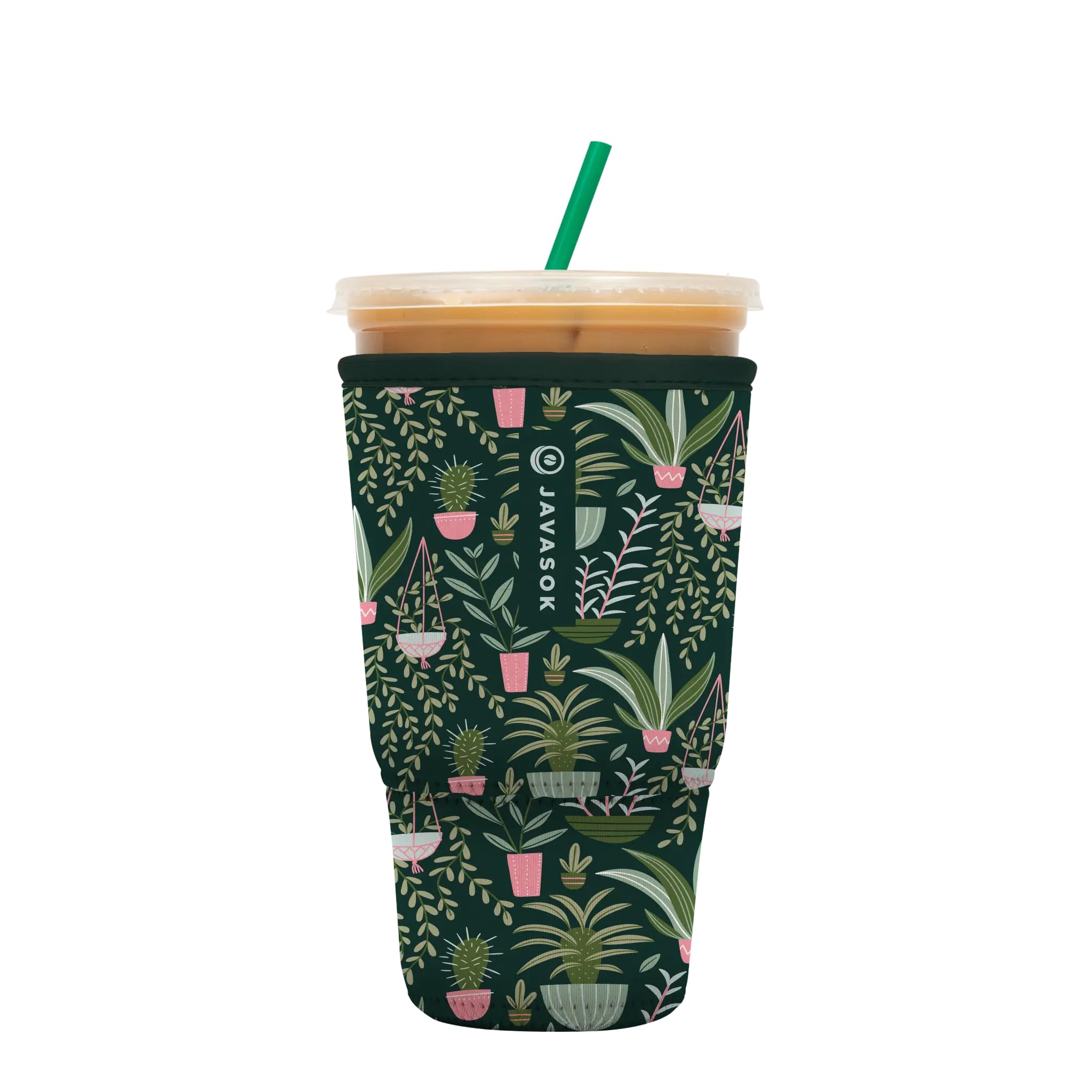 Sok It JavaSok Iced Coffee &amp; Cold Soda Insulated Neoprene Cup Sleeve (Green Living, XLarge: 38-42oz)