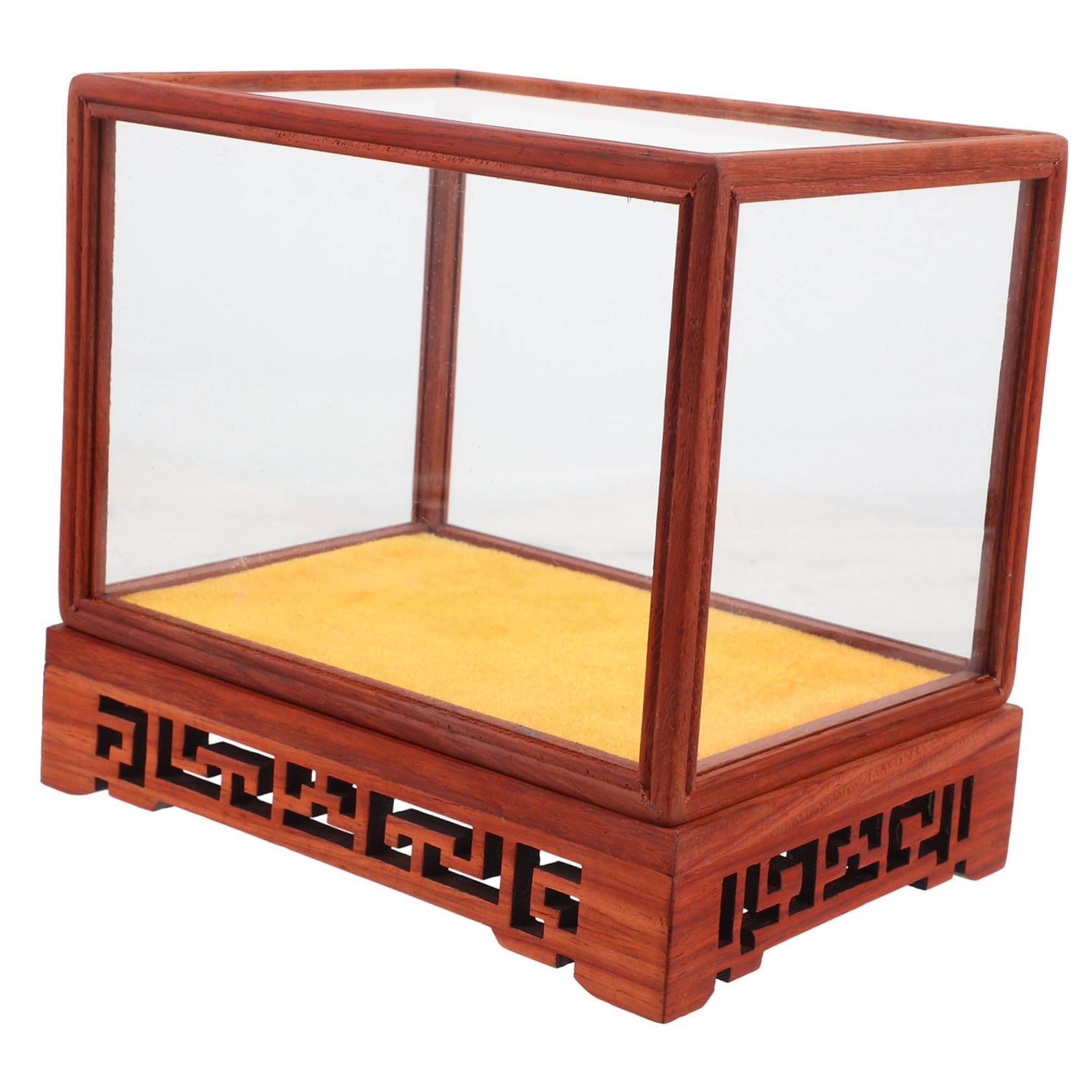 RORPOIR Retro Wooden Craft Display Case Redwood Carving for Flower Vase Base Dustproof Display Box for Antiques Collectibles