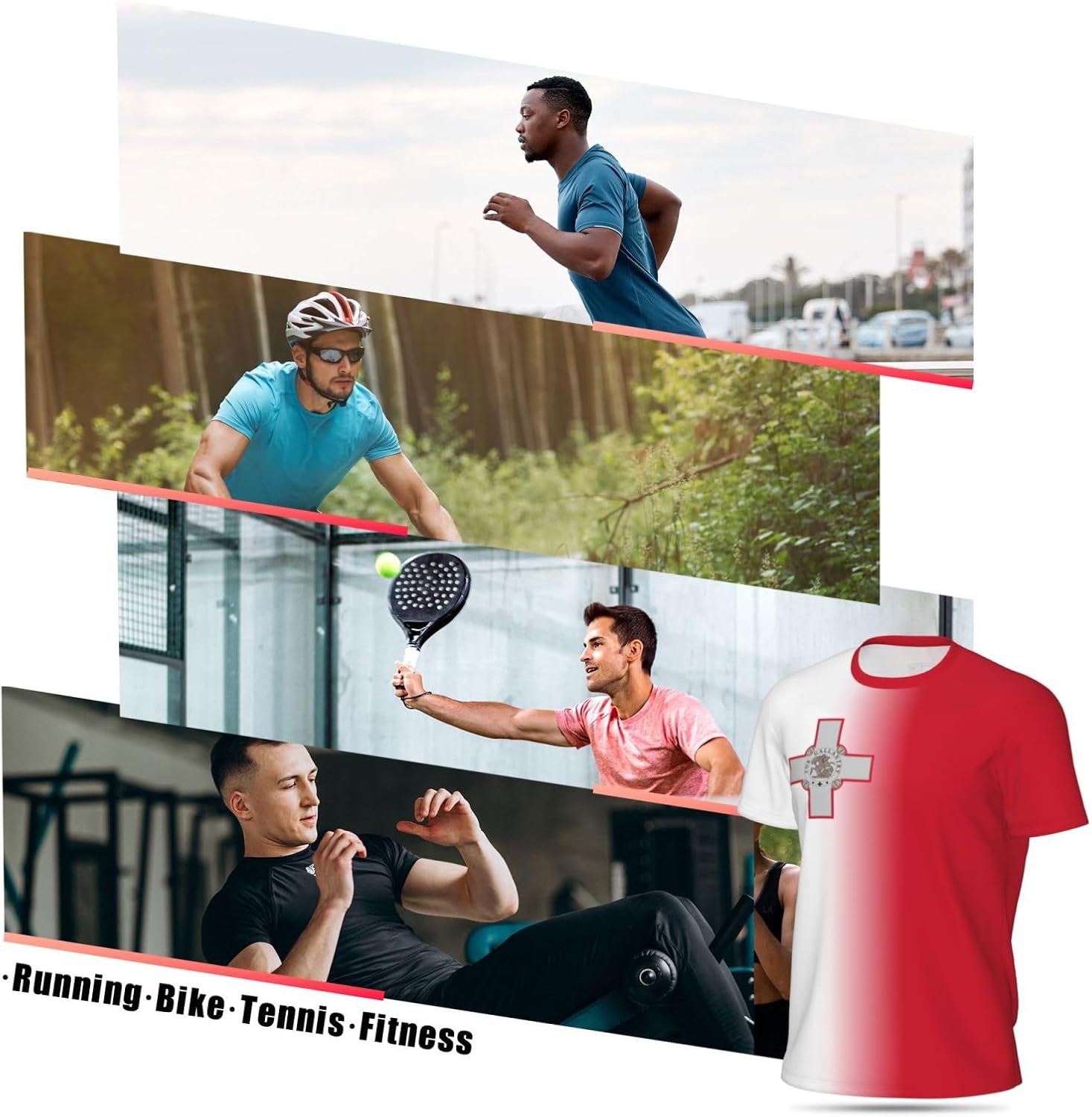 Malta Flag Sports Jersey Mesh T-Shirt 3D Print for Running Cycling Soccer Fans Fitness Shirts