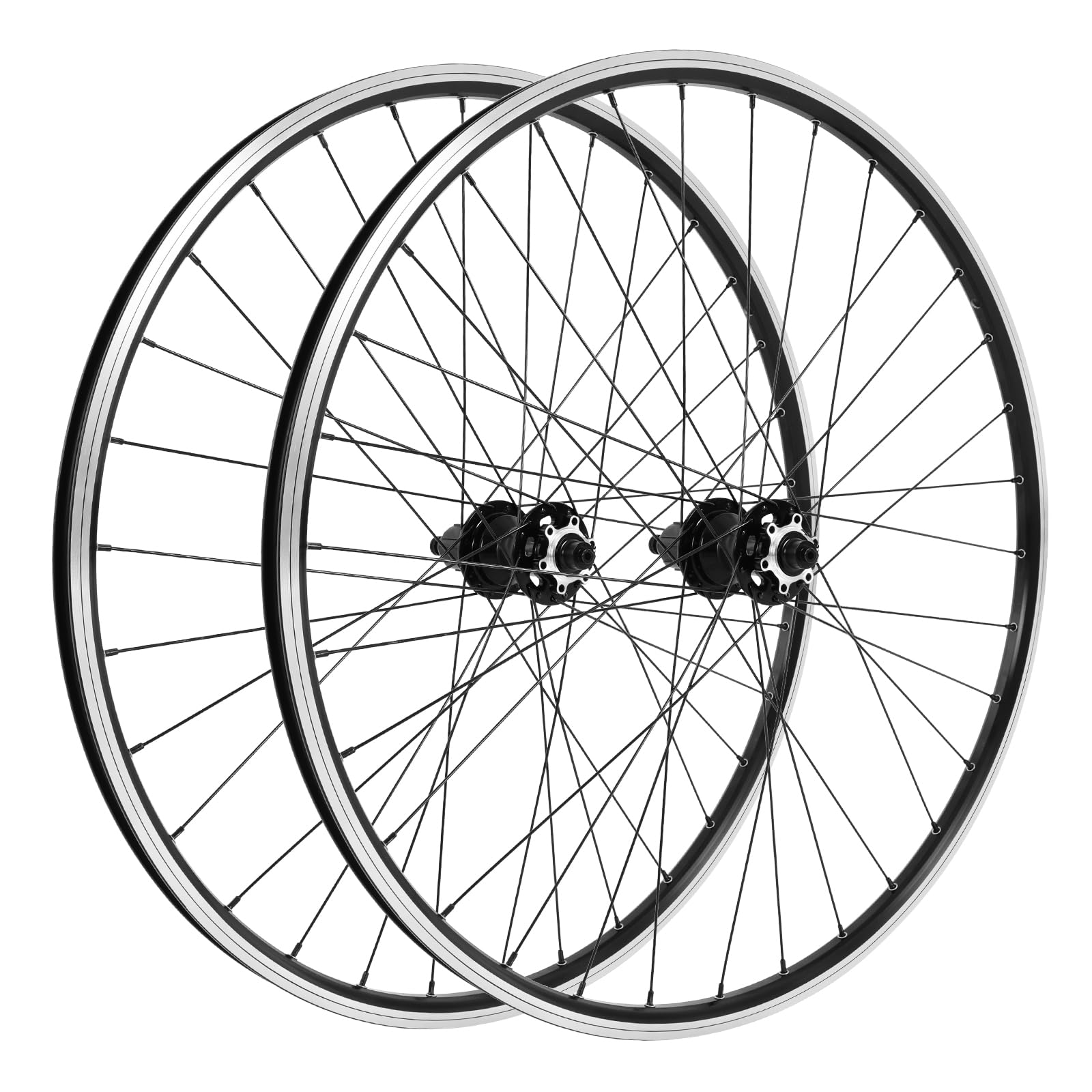 Mountain Bike Wheelset, 29In MTB Wheelset Aluminum Alloy Bike Rim w/Double Six-Hole Disc Brake, Quick Release Front Rear Wheels Bike Wheels Fit 7-12 Speed Cassette Bicycle Wheelset (Black, 29In)
