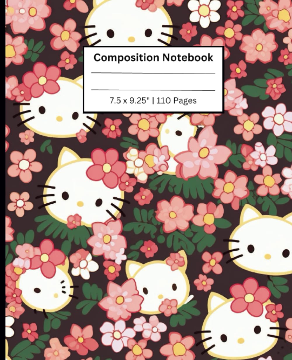 Kawaii Cats H-e-l-l-o K-i-t-t-y Composition Notebook, College Ruled (7.5 x 9.25): School Notebook, Gift for Kids Teens and for Back to School, Gift for Anime Lovers
