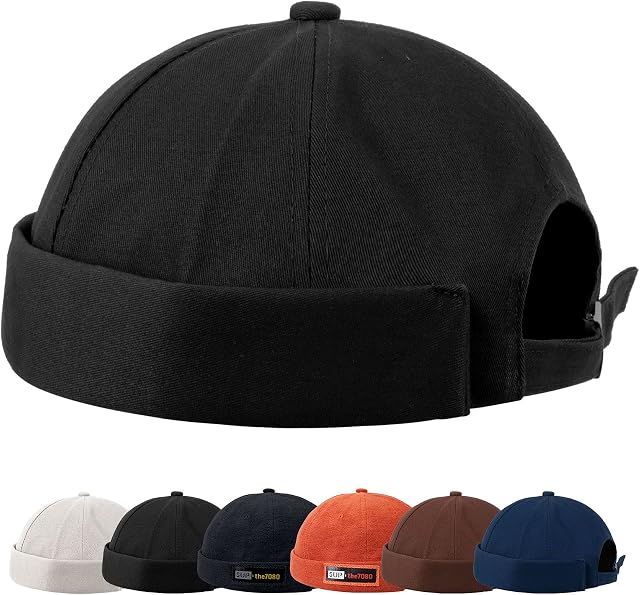 Docker Hat Men Trawler Beanie Fisherman Beanie Brimless Cap Worker Sailor Cap Rolled Cuff Retro Fashion Adjustable Docker Cap for Men