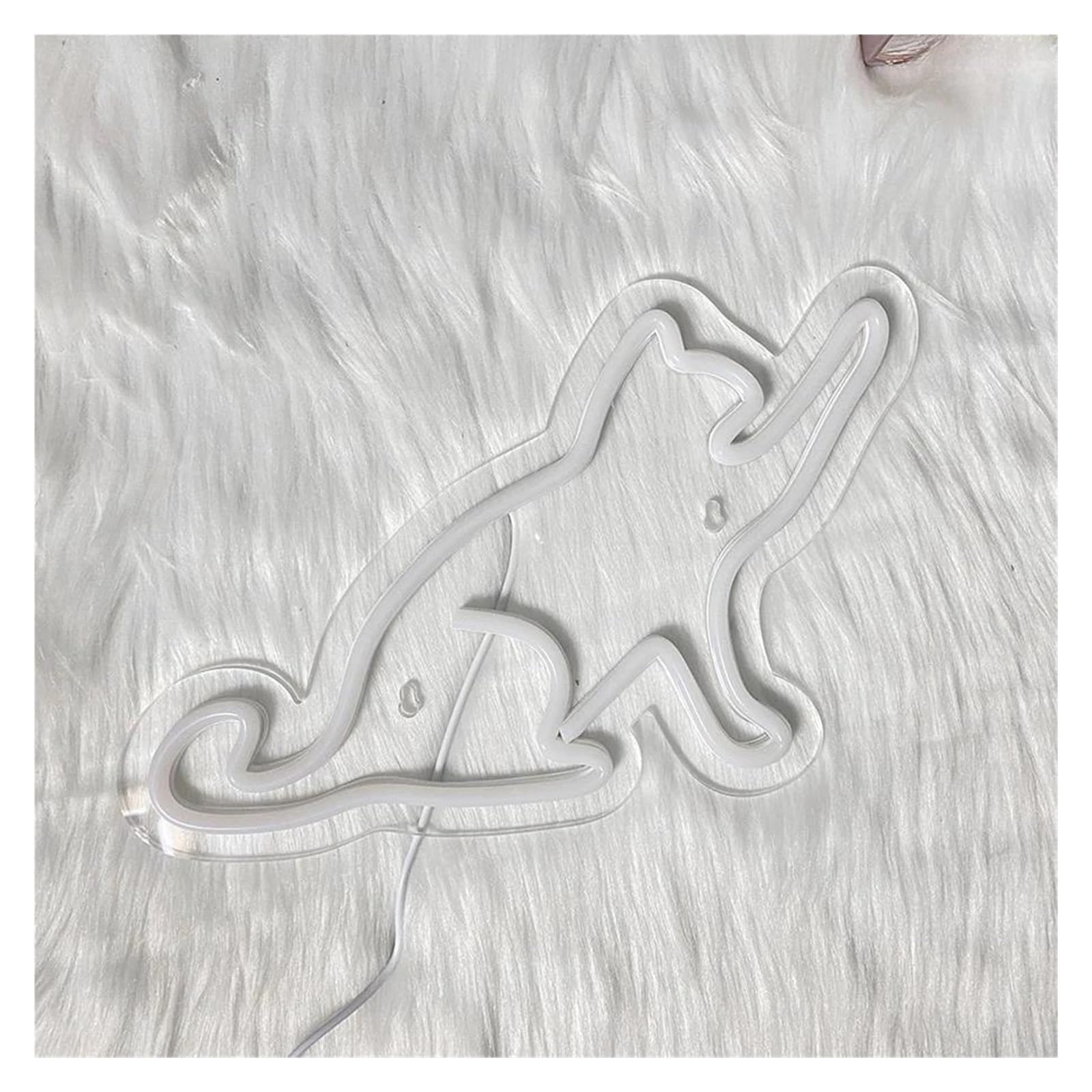 Décor Mural Lumière Néons De Chat Blanc, Veilleuses Décoratives D'art Mural 3D Alimentées Par USB, Utilisées Pour Les Panneaux De Décoration De Maison De Chat 19.5cm×30.5cm