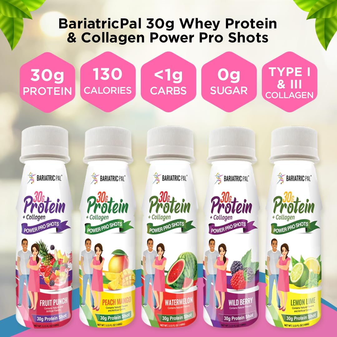 BariatricPal 30g Whey Protein & Collagen Power Pro Shots - Wild Berry (48 Bottles)