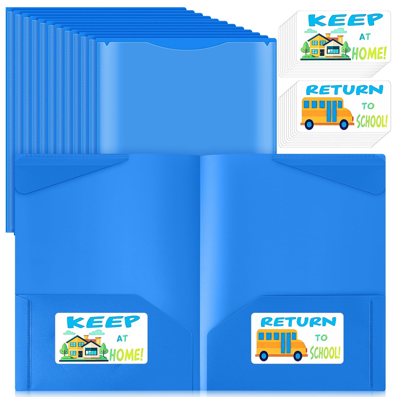 Henoyso 100 Pack Take Home Folders with Clear Front Pocket, Blue