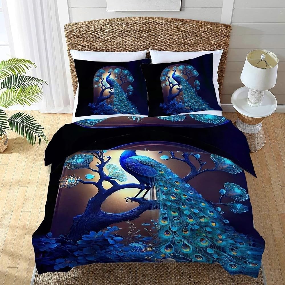 Housse de couette 140x200 paon infroissable pour en finir avec le repassage