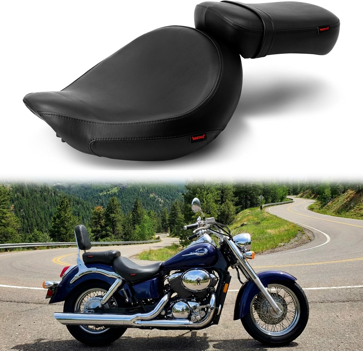 Amazon.com: VASTMT Motorcycle Driver Passenger Seat Black Without