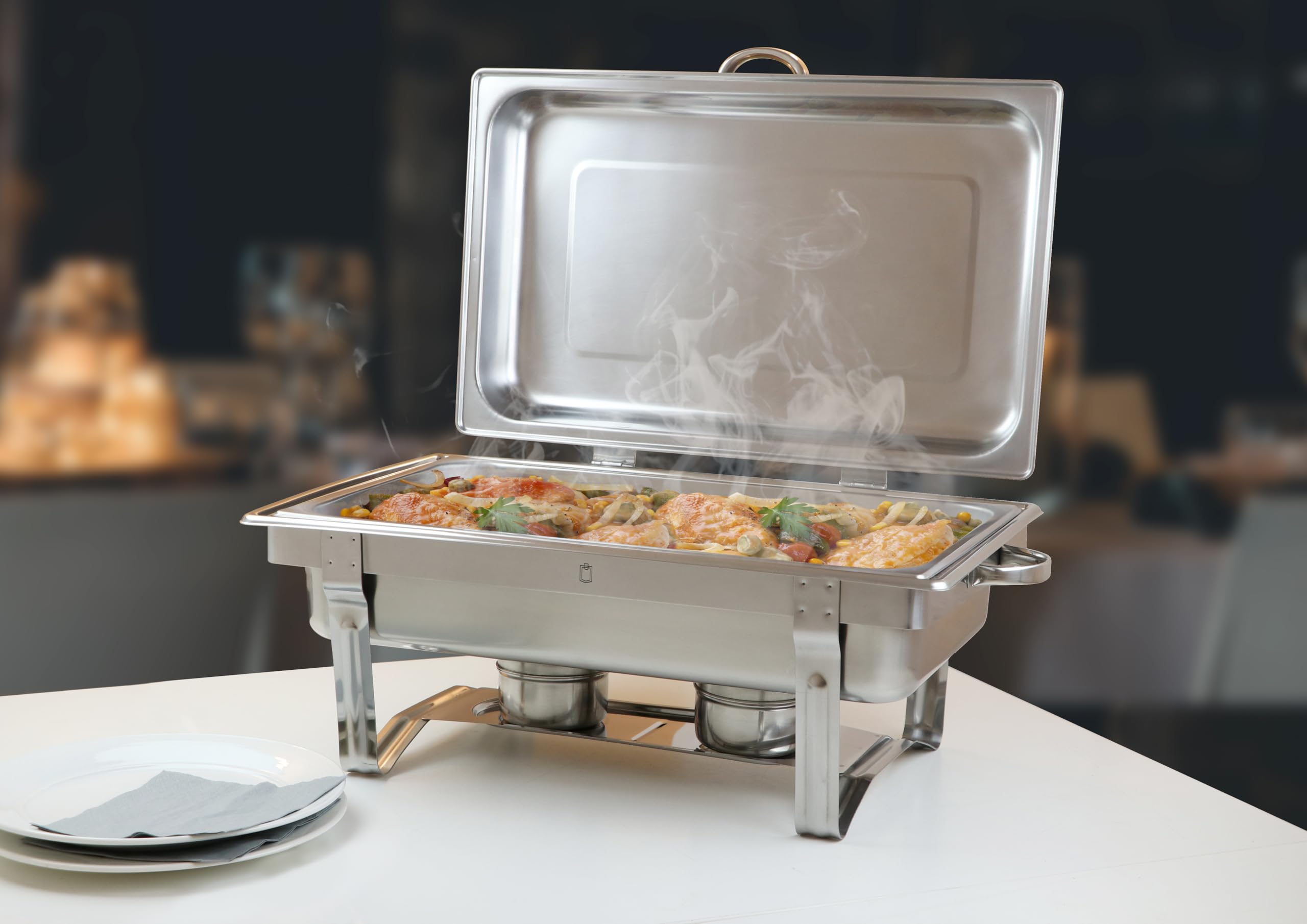 METRO - Scaldavivande professionale con coperchio a cerniera, Chafing Dish 1/1 G1, contenitore termico per buffet e buffet