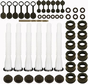 Gas Can Spout Replacement Set, Gas Can Nozzle Old Style Easy to Install, Flexible Pour Nozzle Suitable for Most 1/2/5/10 Gallon Oil Cans 6 Kit-White