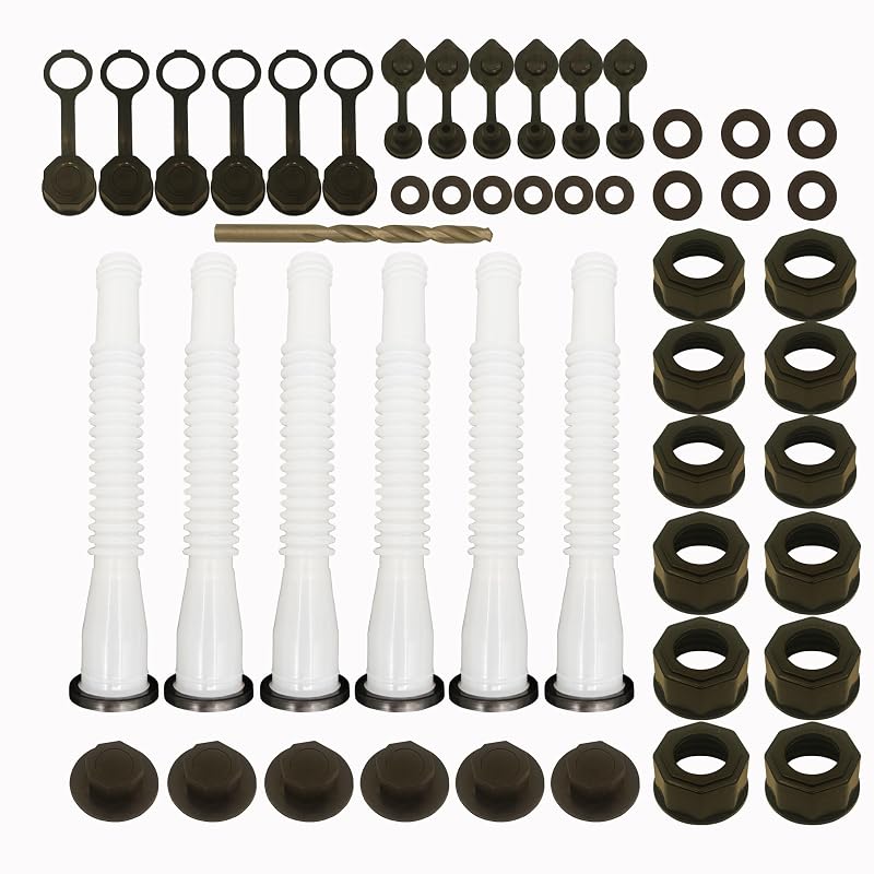 Kit de Reposição de Bico para Galão de Combustível CARONIN com Mangueiras Flexíveis, Tampas e Respiros White-6Kit, 6 unidades