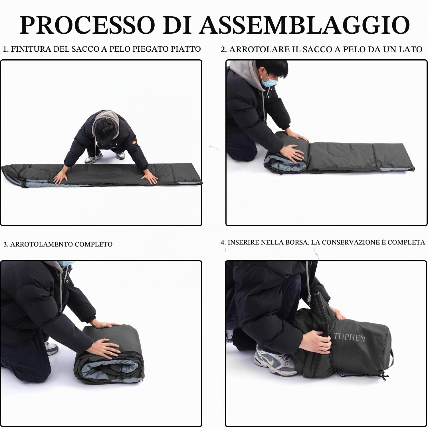 tuphen Sacchi A Pelo Zaino in Spalla Escursionismo Campeggio Fodera in Microfibra, 4 Stagioni, Uso Interno Ed Esterno, Leggeri E Impermeabili
