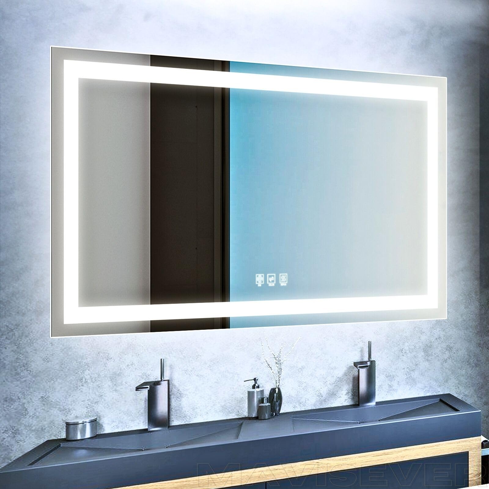 Amazon.com: MAVISEVER LED Bathroom Mirror 60"x 40",Front Lit and ...