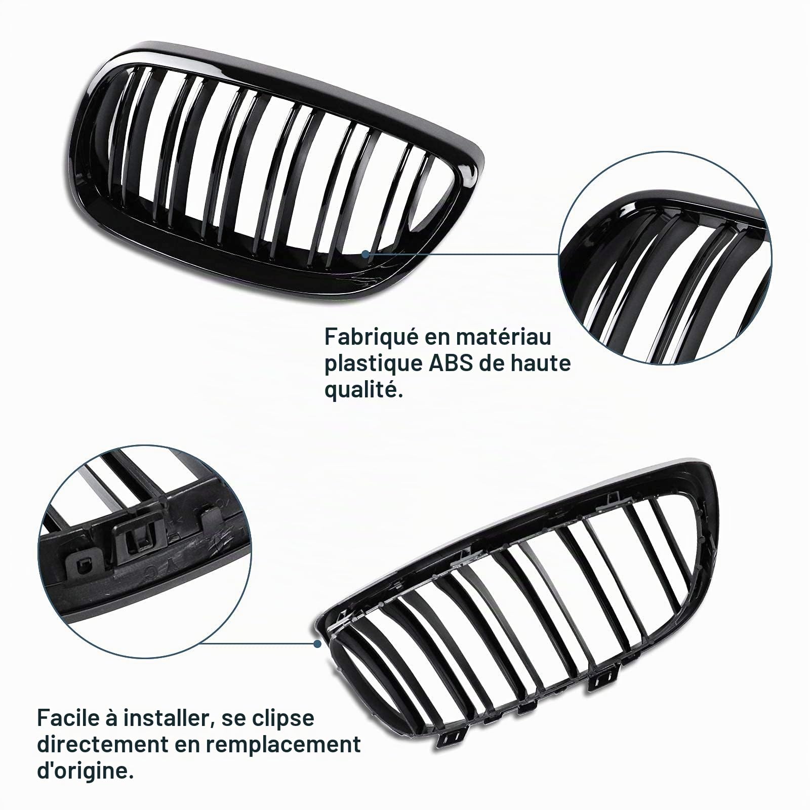 E92 Grille de calandre avant pour BMW Série 3 E92 E93 Grille Coupé E92 E93 M3 Double pont Noir brillant Série 3 Calandre avant 2006-2009