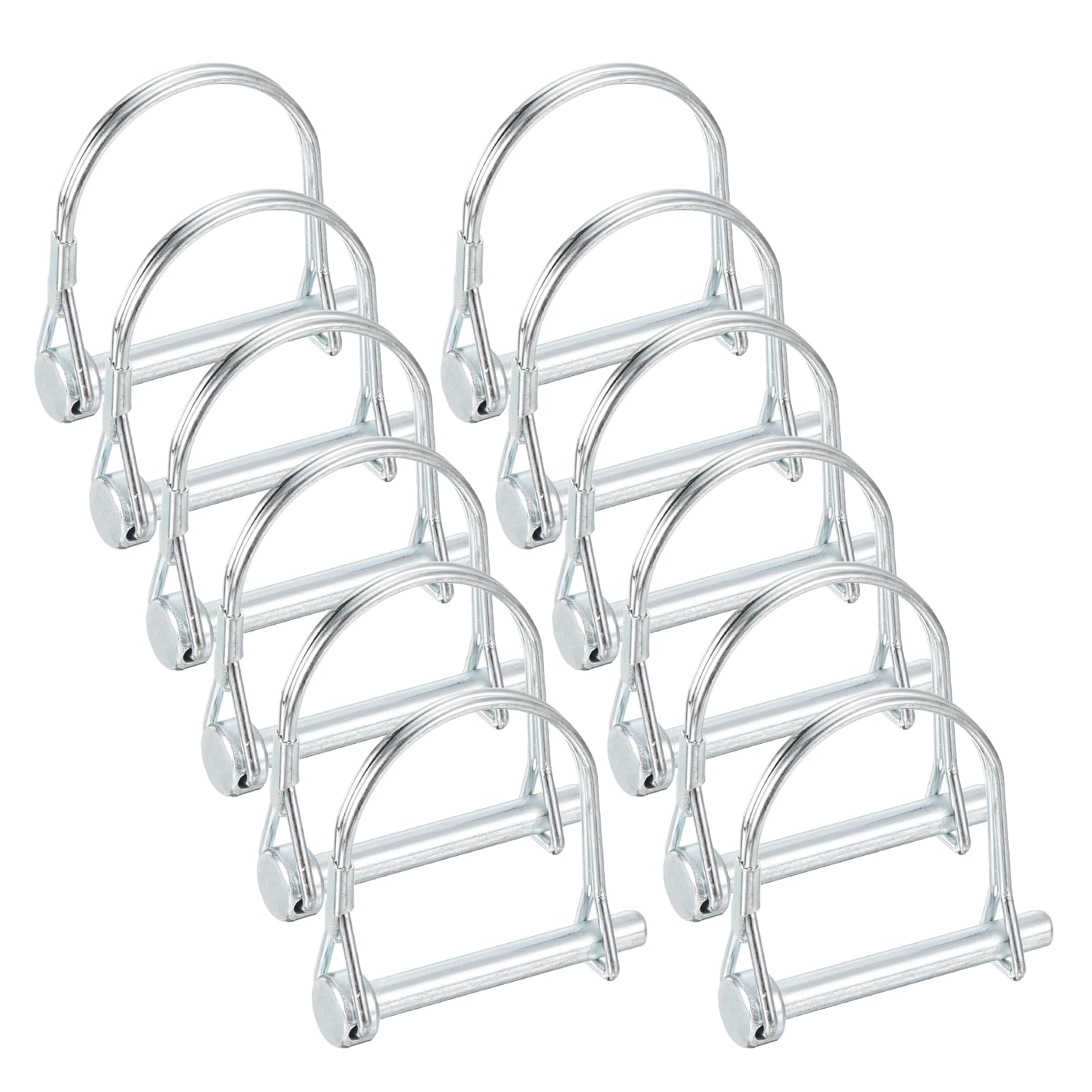 sourcing map M6.3 x 50mm Shaft Locking Pin - 12pcs Safety Shaft Wire Locking Trailer Coupler Pin, for Farm Trailers Towing Lawn Hitches Garden Tractor Kayak Boat