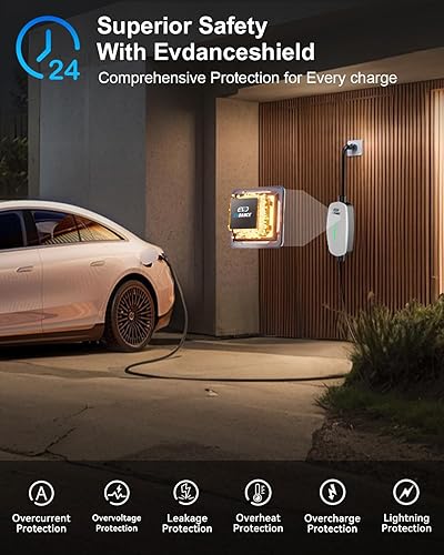 Miniatura 8 de Cargador EV Nivel 1 y 2, Cargador Portátil para Vehículo Eléctrico con Cable de 25 Pies, Estación de Carga EV para el Hogar para Autos Eléctricos