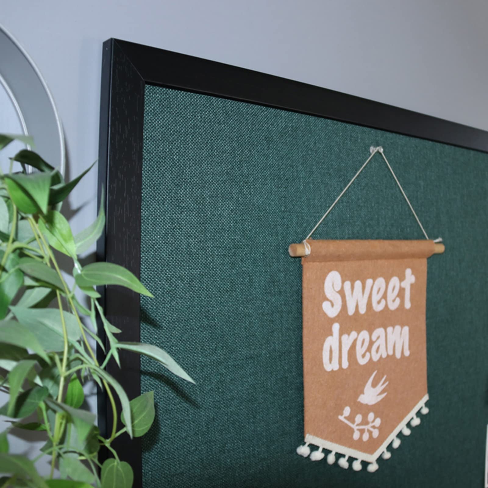 LIU- Holzrahmen-Pinwände Mit Grünem Leinen, An Der Wand Befestigte Pinnwände Dekorative Hängende Pinnwand Memo Vision Board Für Home Kitchen Office (Size : 45x60cm)
