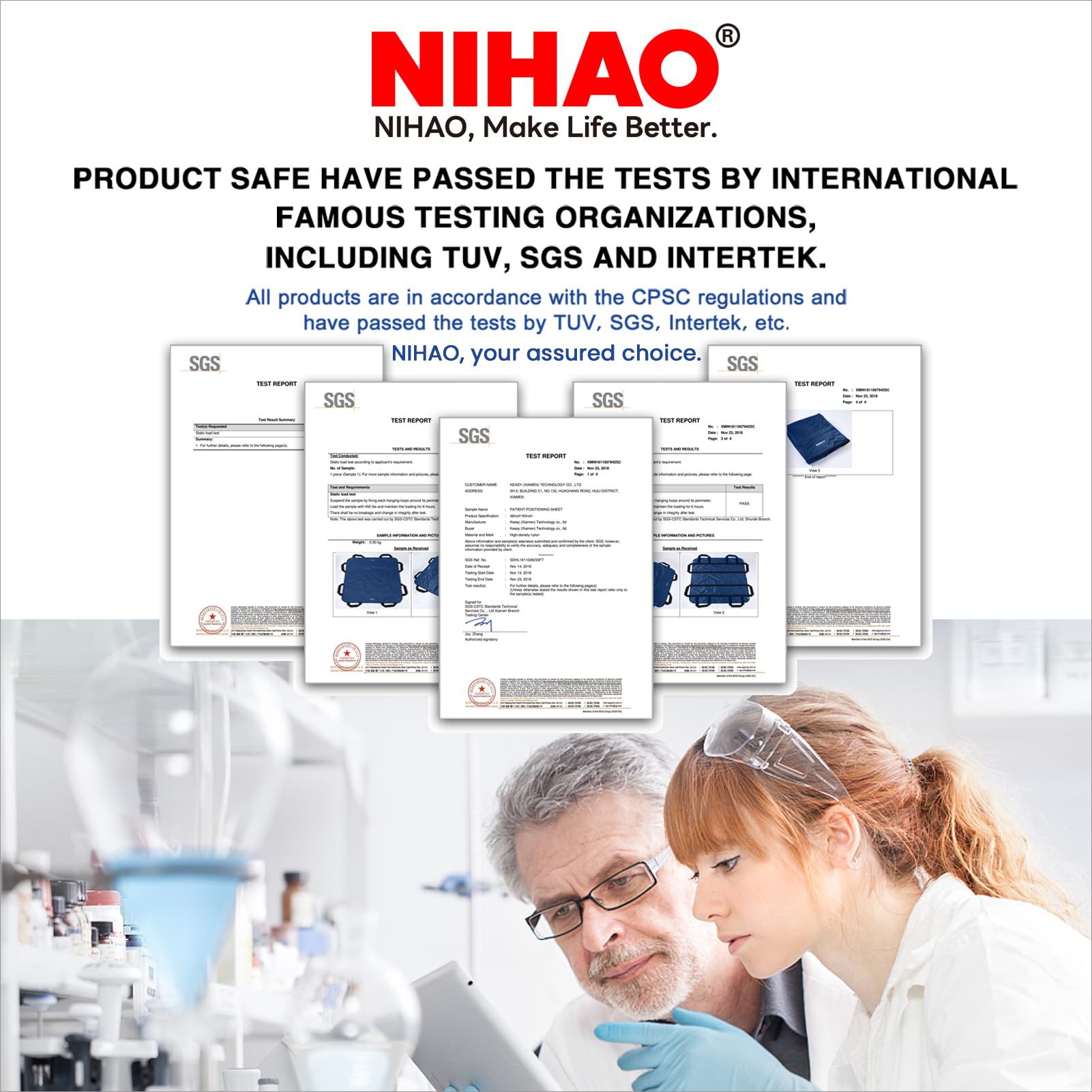 NIHAO Almohadilla de cama de posicionamiento multiusos con asas reforzadas de 48 x 40 pulgadas, sábana de transferencia de cama para pacientes, alfombrilla de elevación para giro, reposicionamiento,