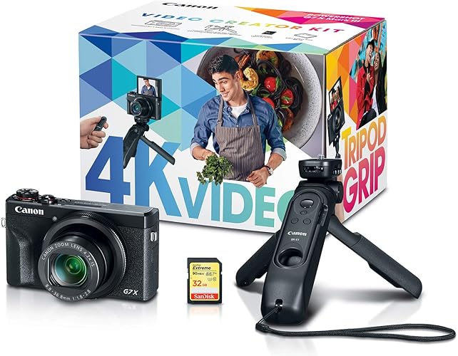 Canon PowerShot G7 X Mark III Digital Camera, Video Creator Kit with Accessories: Tripod, Memory Card, and Detachable Bluetooth Remote, Black - Black - Video Creator Kit - Base