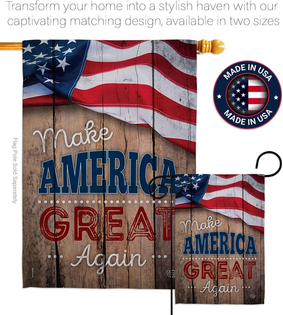 Proud to Make America Again Garden House Flag-Set Americana Star and Stripes Patriotism Independence Memorial United State American Banner Small Yard Gift Double-Sided, Made In USA
