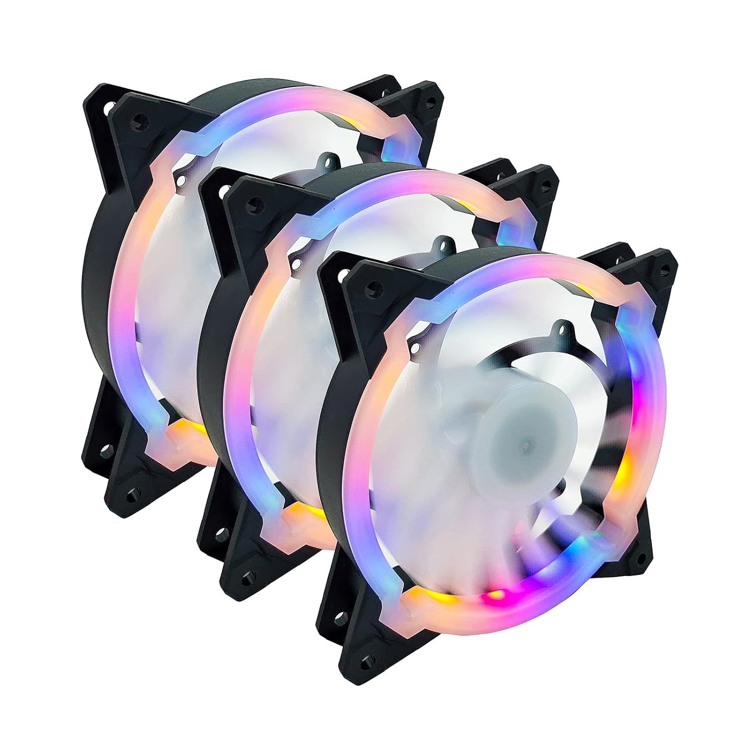 ULBESBSD 12CM LED Case Fans Quiet Cooling Fan with Rainbow LED Lights for Desktop PC Case Computer Case Fans with Hydro Bearing 3 Packs : Electronics