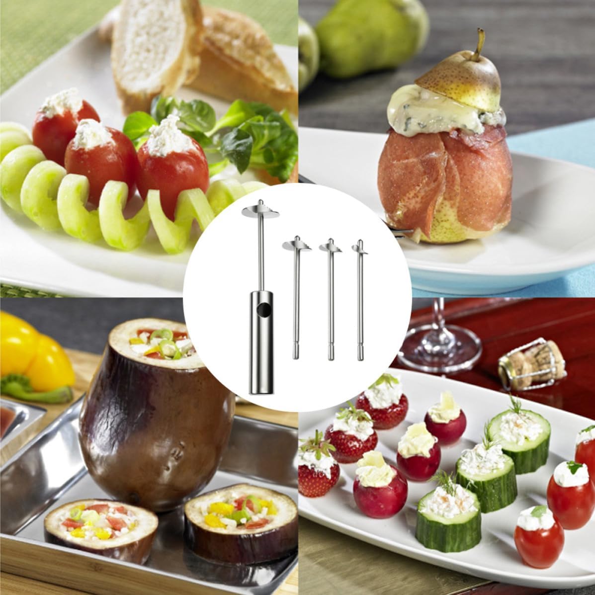 WOONEKY Core Remover Tool Sturdy Silver Stainless Steel Easy to Use Fruit and Vegetable Core Removing Tool Kitchen Gadget for Vegetables and Fruit for Home Use