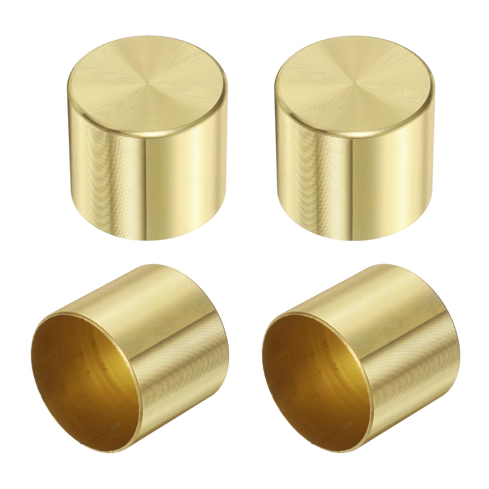 uxcell 4Pcs Metal Furniture Feet Cover, 1.26 x 1.14 Inch Round Furniture Pads Leg Cover Gold Table Foot Cap Floor Protector for Chair, Table, Sofa,