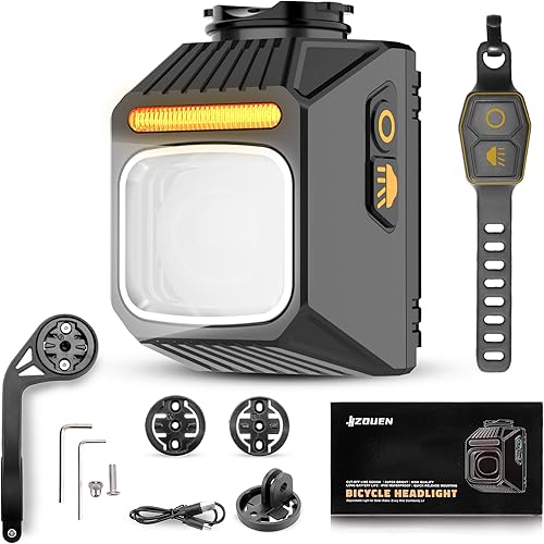 Luz de bicicleta, faro delantero montado debajo para conducción nocturna, haz de línea de corte de 1200 lm, luz delantera recargable, 9 modos, IPX6