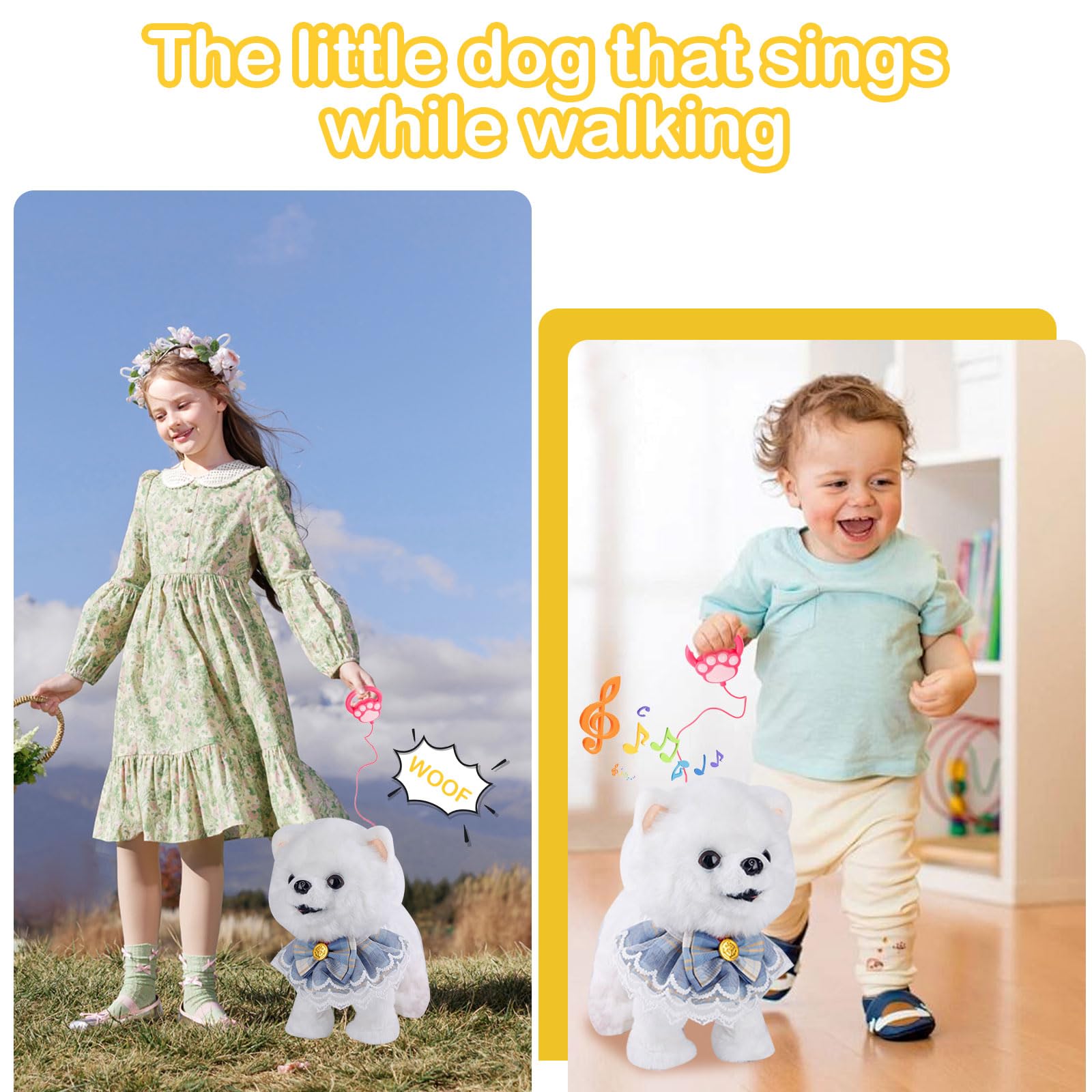 DREAMIFY Electronic Plush Dog Remote Control Puppy Toy, Interactive Robot Dog Walking, Barking, Licking Stuffed Animal Plush Toy for Kids