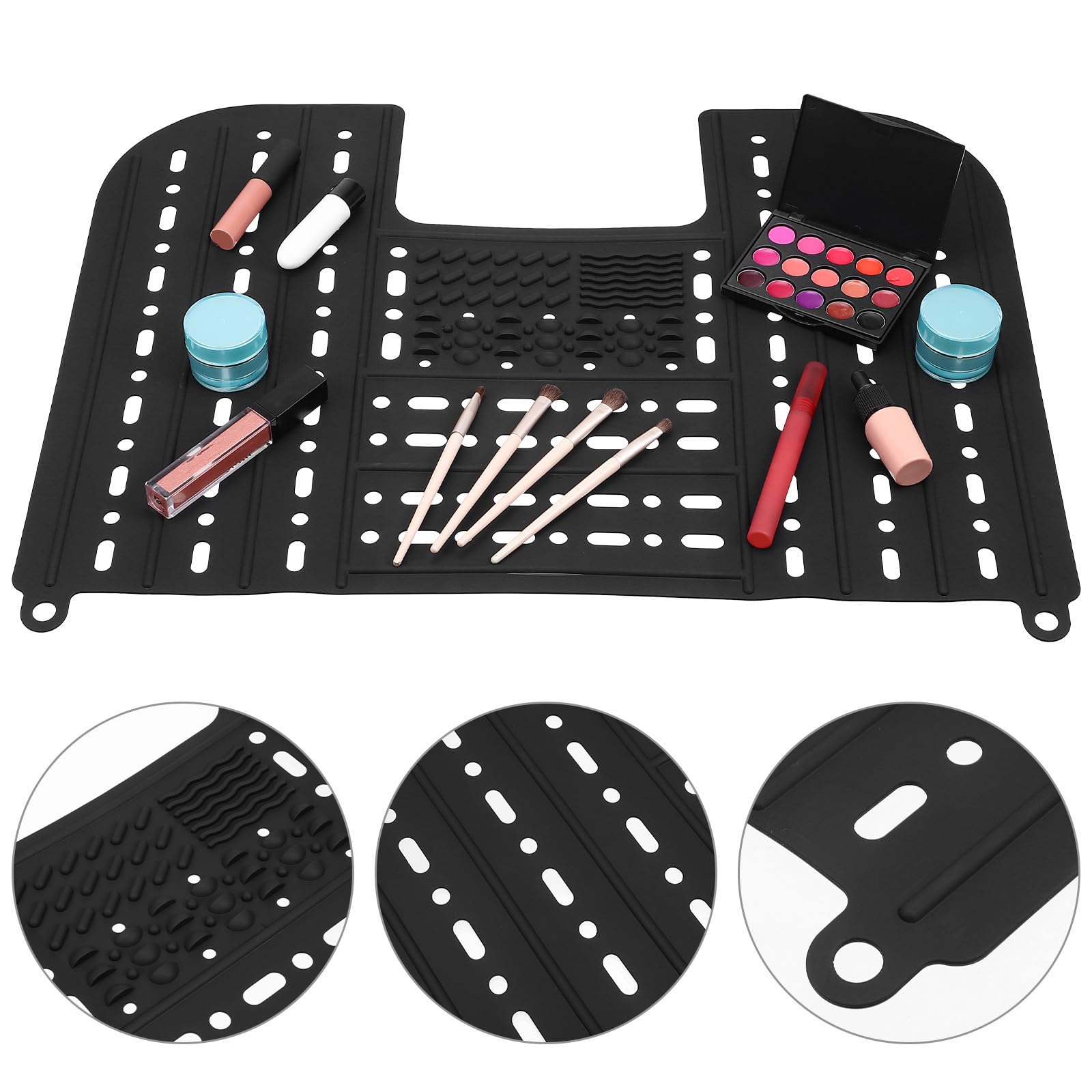 Cubierta Superior Plegable de Silicona Negro para Lavabo y Maquillaje con Almacenamiento práctico en baño