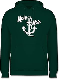 Shirtracer - Sprüche Statement mit Spruch - Moin Moin Anker - Herren Hoodie und Kapuzenpullover für Männer