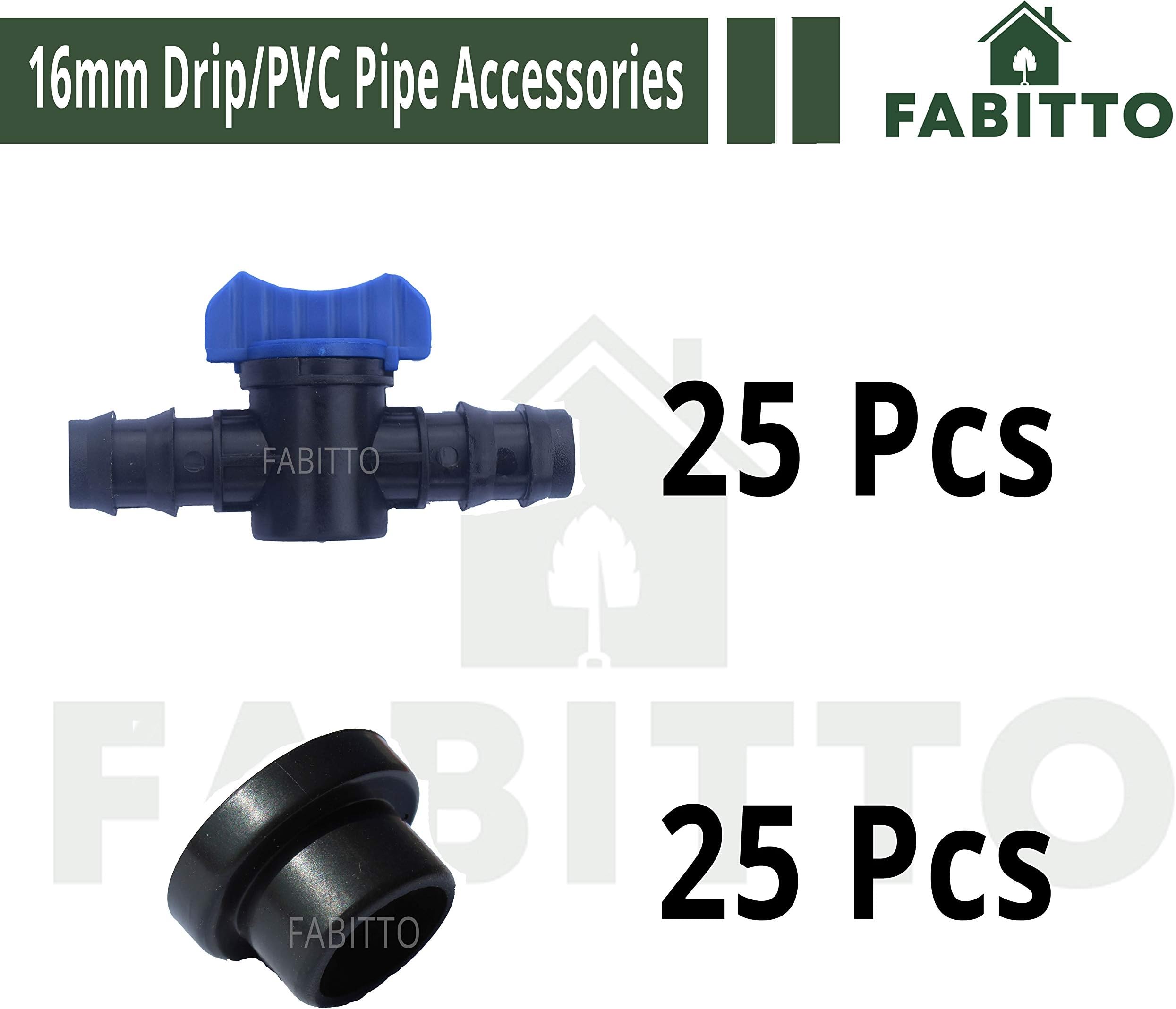 FABITTO Drip Irrigation Kit 16mm Pipe Accessories Rubber Grommet Straight Tap Joiners for plants Set of 50.