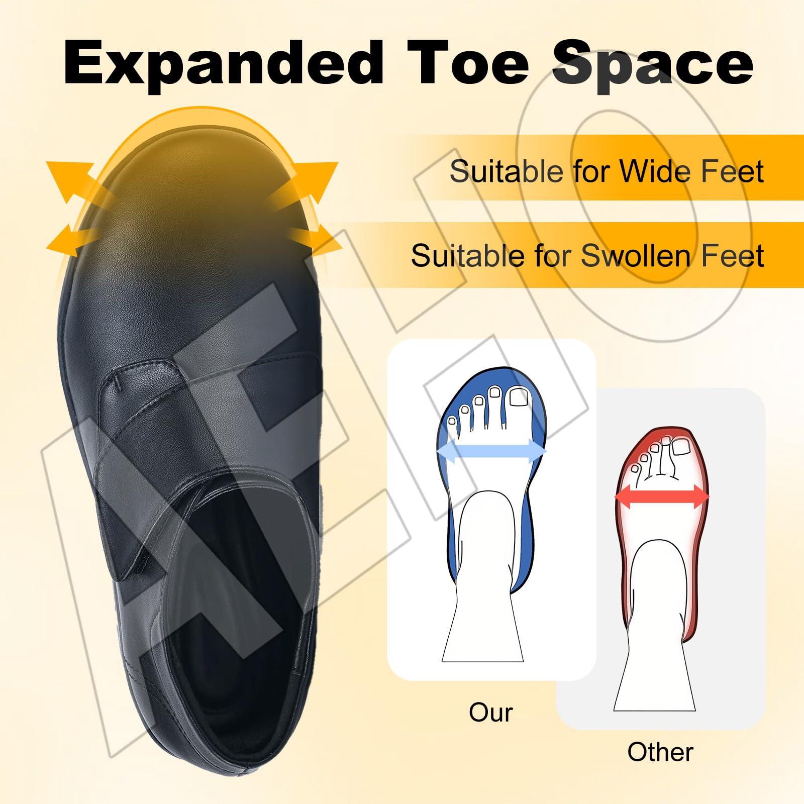 AEHO Scarpe Uomo per Diabetici Scarpe Uomo Pianta Larga Scarpe Sportive Ortopedici Slip-on da Donna in Pelle Impermeabile Donna Scarpe Scarpe Ortopediche da Donna