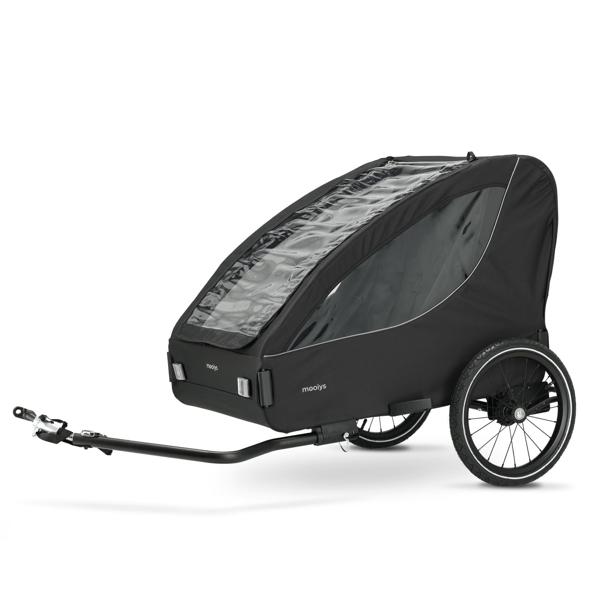 Track Fahrradanhänger für 2 Kinder ab 9 Monaten bis 22 kg/120 cm/6 Jahren, kompakt Faltbar, Mit Ablagekorb und 5-Punkt-Gurt, Max. 45 kg, Schwarz