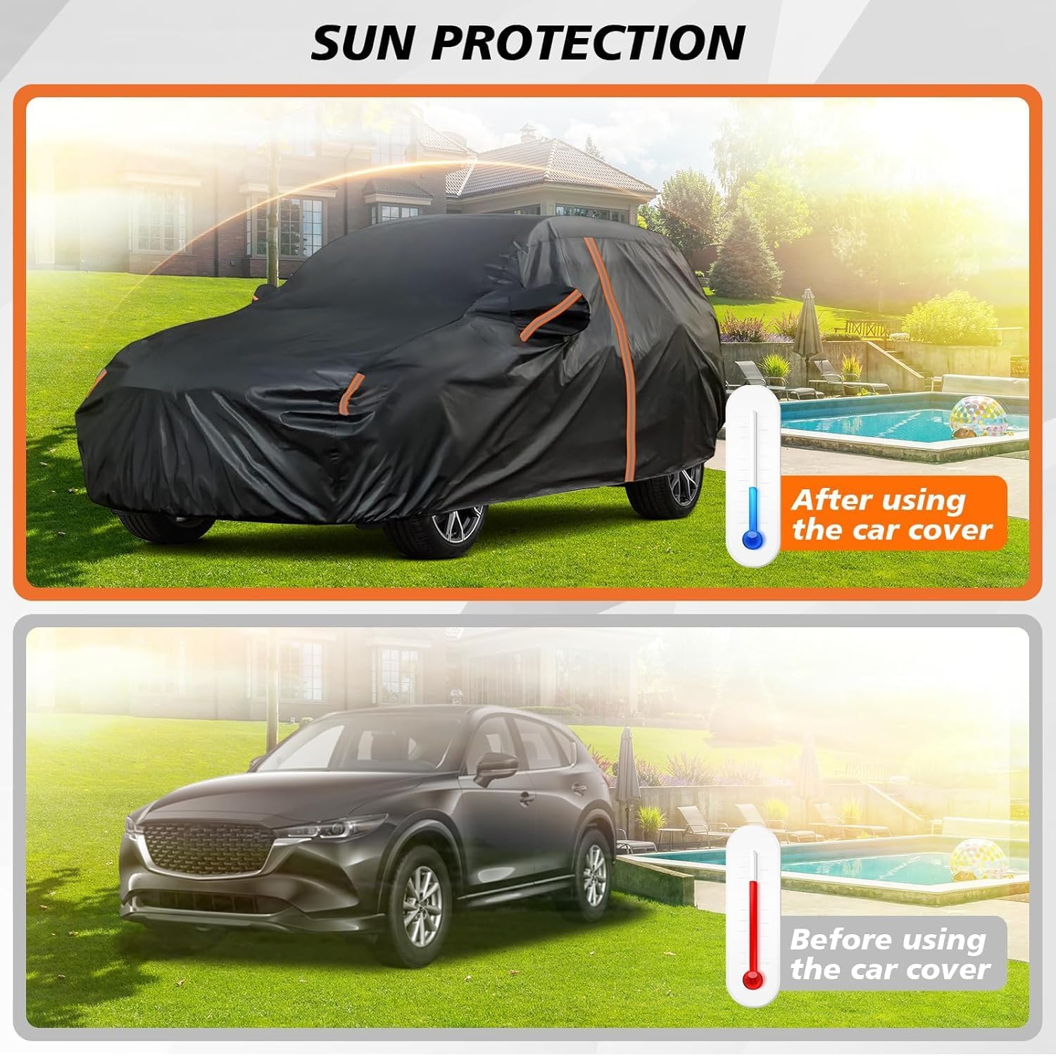 Cover for Mazda CX-5, CX5 Cover 2013-2025, Custom Fit Mazda CX-5 Outdoor Car Covers All Weather Sun UV Snow HailProtection, Full Exterior SUV Covers with Door Zipper/Reflective Strip