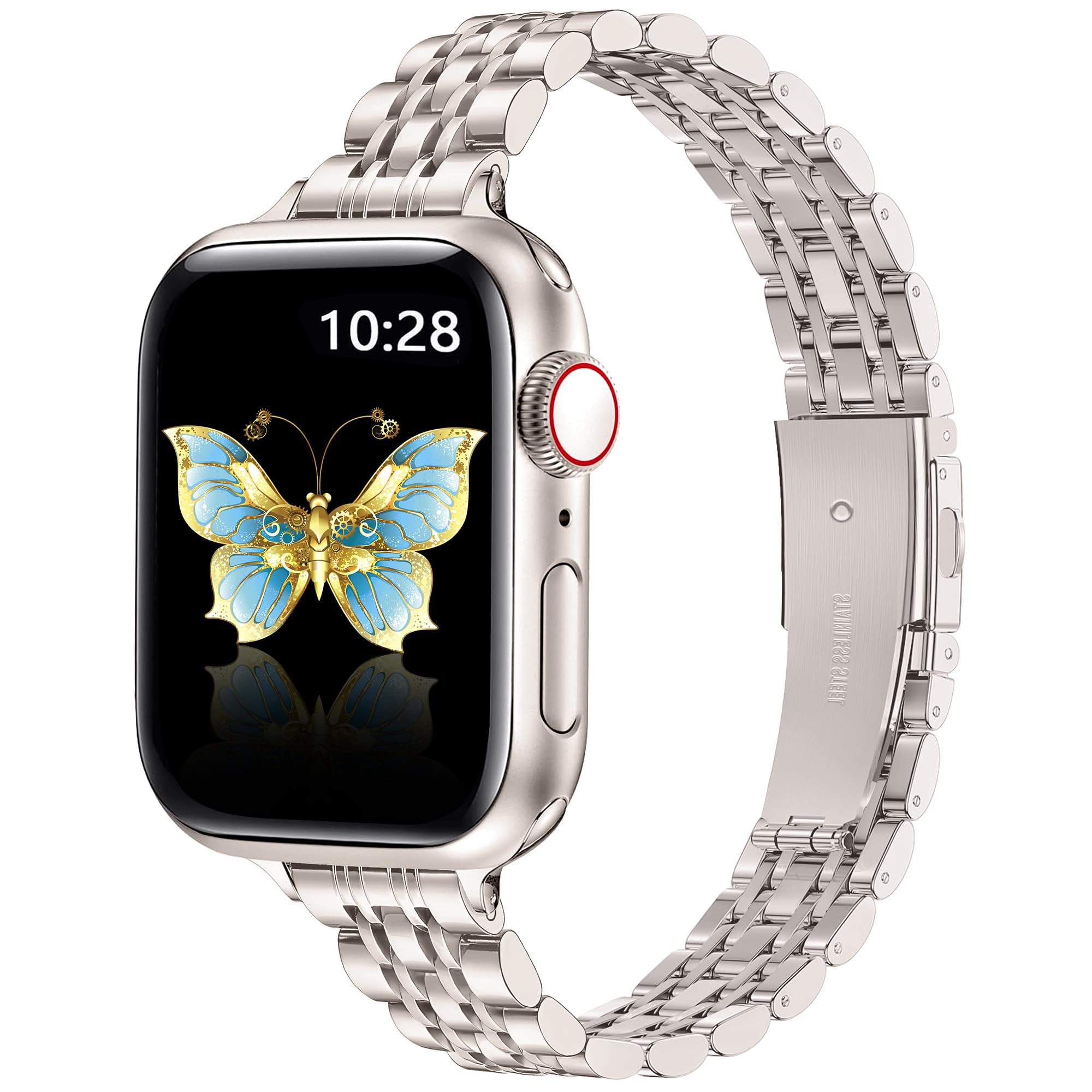 Vamyzji Slim Stainless Steel Strap for Apple Watch Strap 44mm 45mm 46mm 49mm 42mm