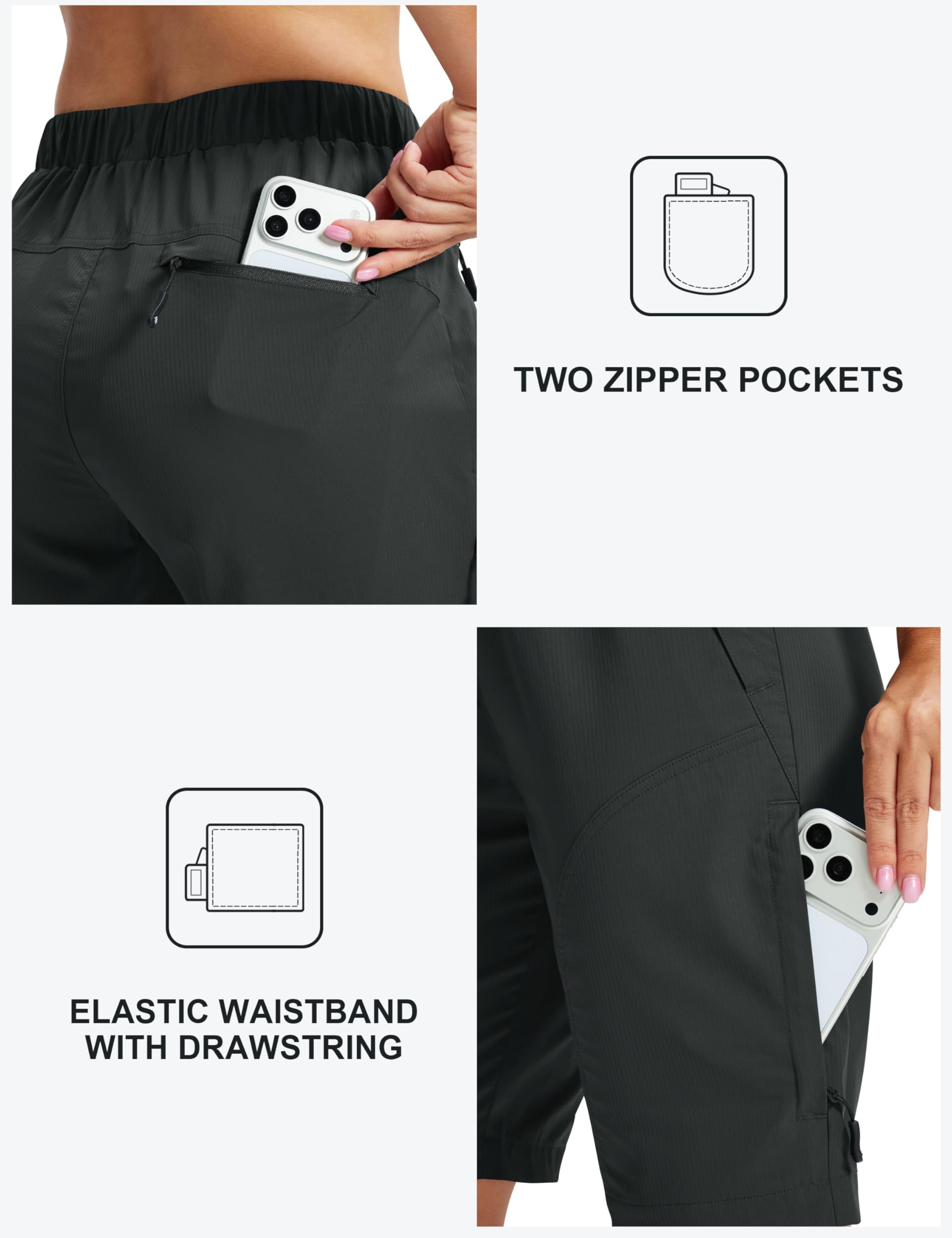 MoFiz Pantaloncini Cargo Donna Bermuda Pantaloni Corti da Trekking Escursionismo Viaggio Ciclismo Sportivi Asciugatura Rapida Impermeabili con 5 Tasche - 5