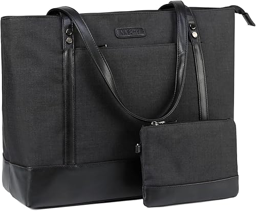 VASCHY Bolsa de mano para laptop para mujer, grande de 15.6 pulgadas, bolsa para profesores, maletín para viajes, trabajo, negocios, oficina