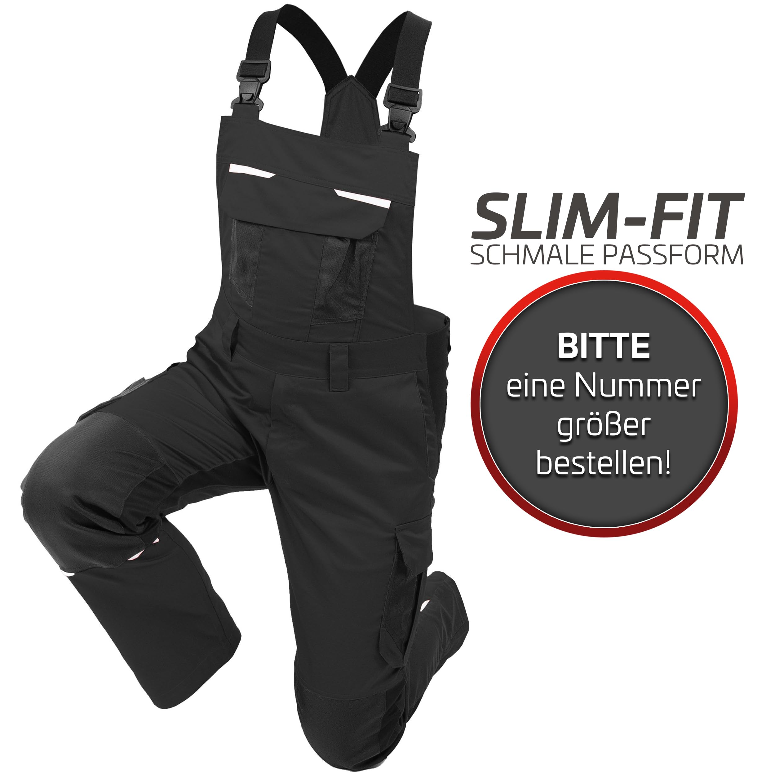 Qualitex iND - Salopette cargo da lavoro stretch Flex Workwear da uomo Premium