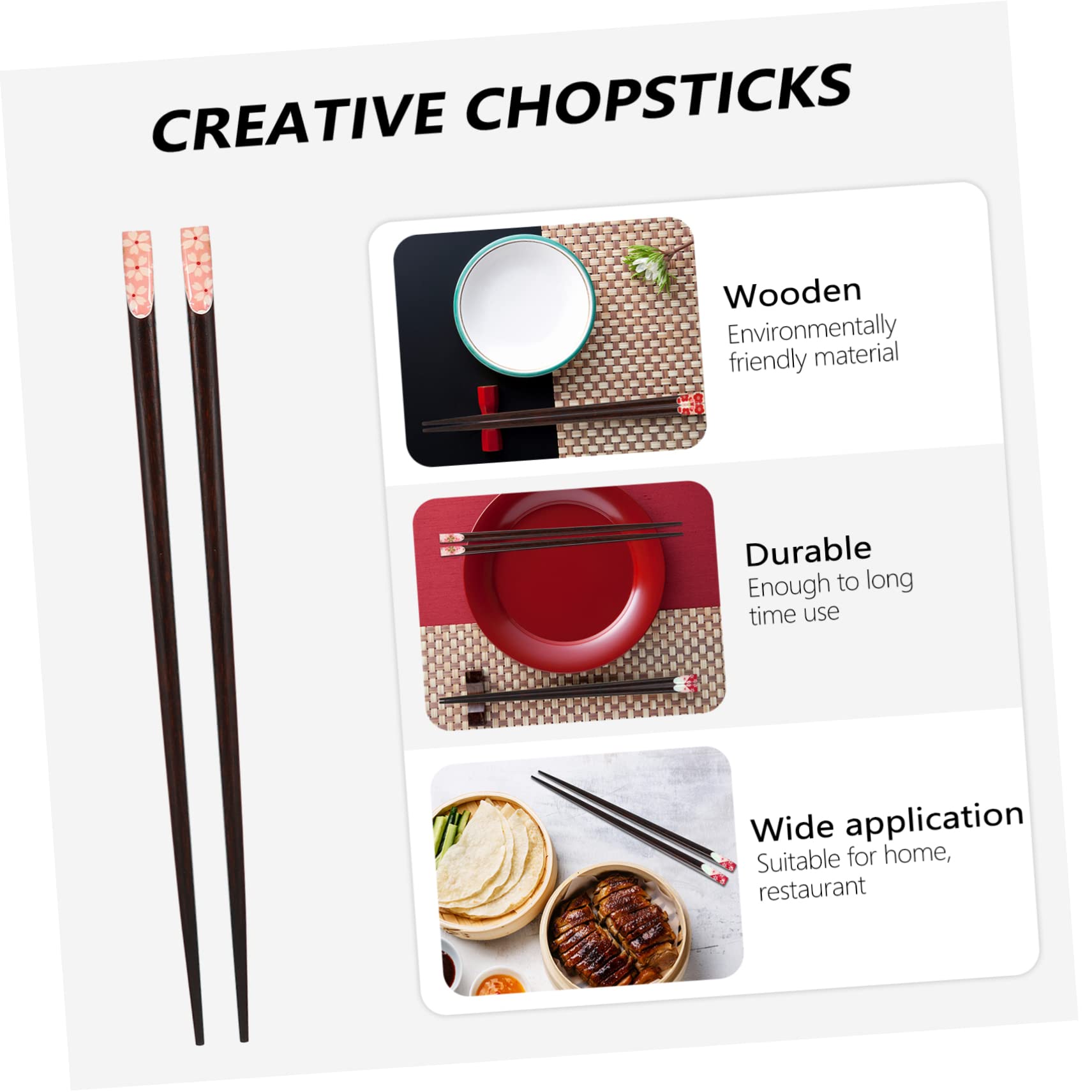 Générique Support de Baguettes 8 Paires de Baguettes de Style Japonais Ensembles d'ustensiles de Voyage en argenterie Baguettes de Voyage en Bois et Bambou Baguettes japonaises Traditionnelles
