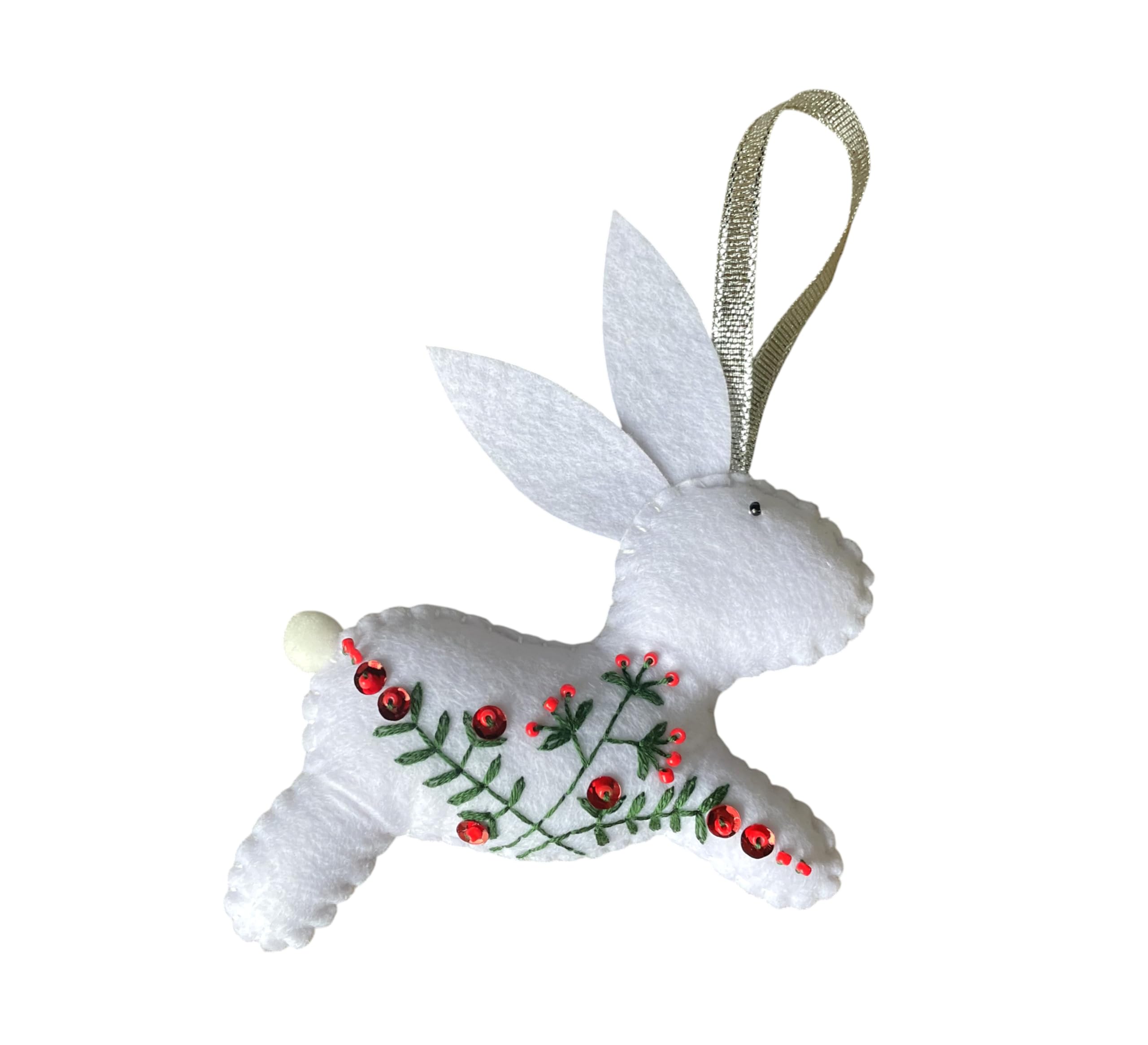 Handmade felt Christmas decorations hanging Xmas ornaments Bunny, Bird, Star (Christmas bunny)