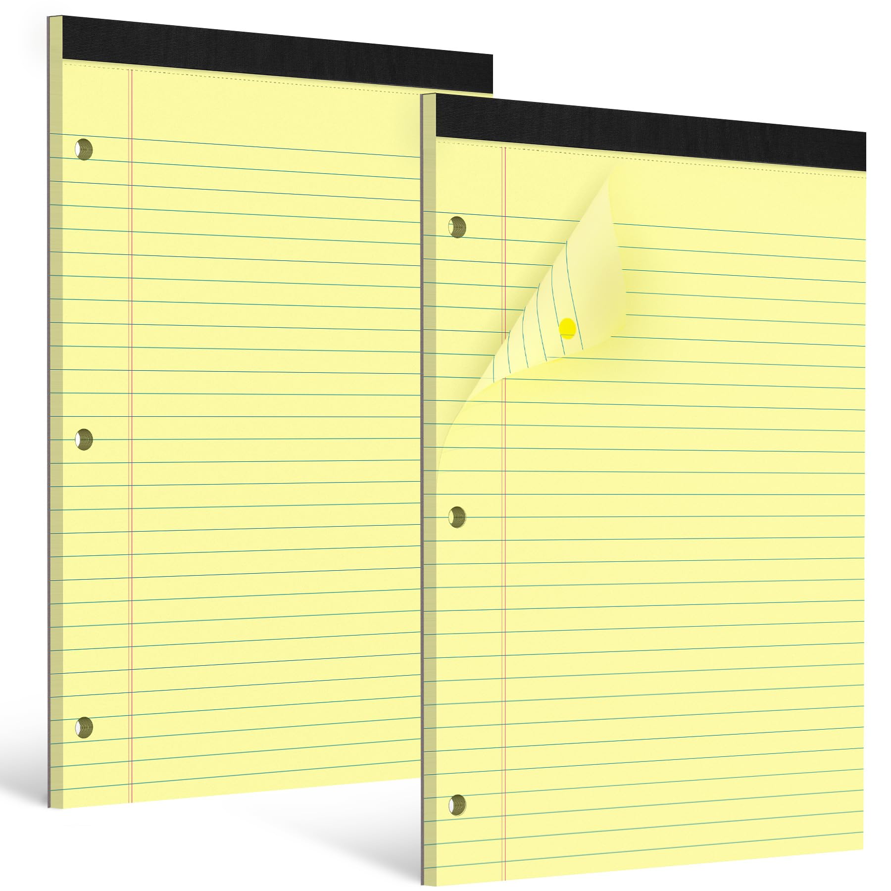 HAUTOCO 8 5 x 11 Legal Pads 2 Pack Yellow Wide Ruled Lined Writing Note Pads Perforated Notepad