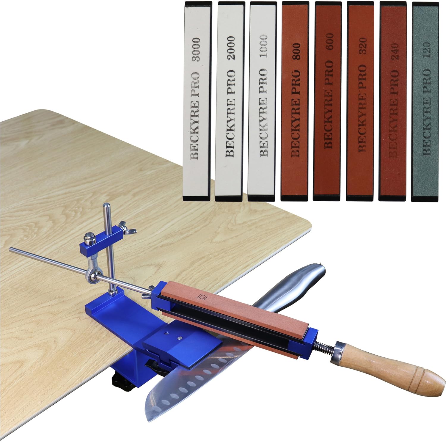 Acciaino Professionale, Angolo Fisso Affilacoltelli Professionale, Knife Sharpener con 8 Pietre per Affilare, TOOSOAR Affilatore per Coltelli per Strumenti di Lucidatura di Precision